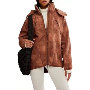 MSRP $228 Free People Women's Size S Canyon Crushin Jacket Hood Toasted Coconut